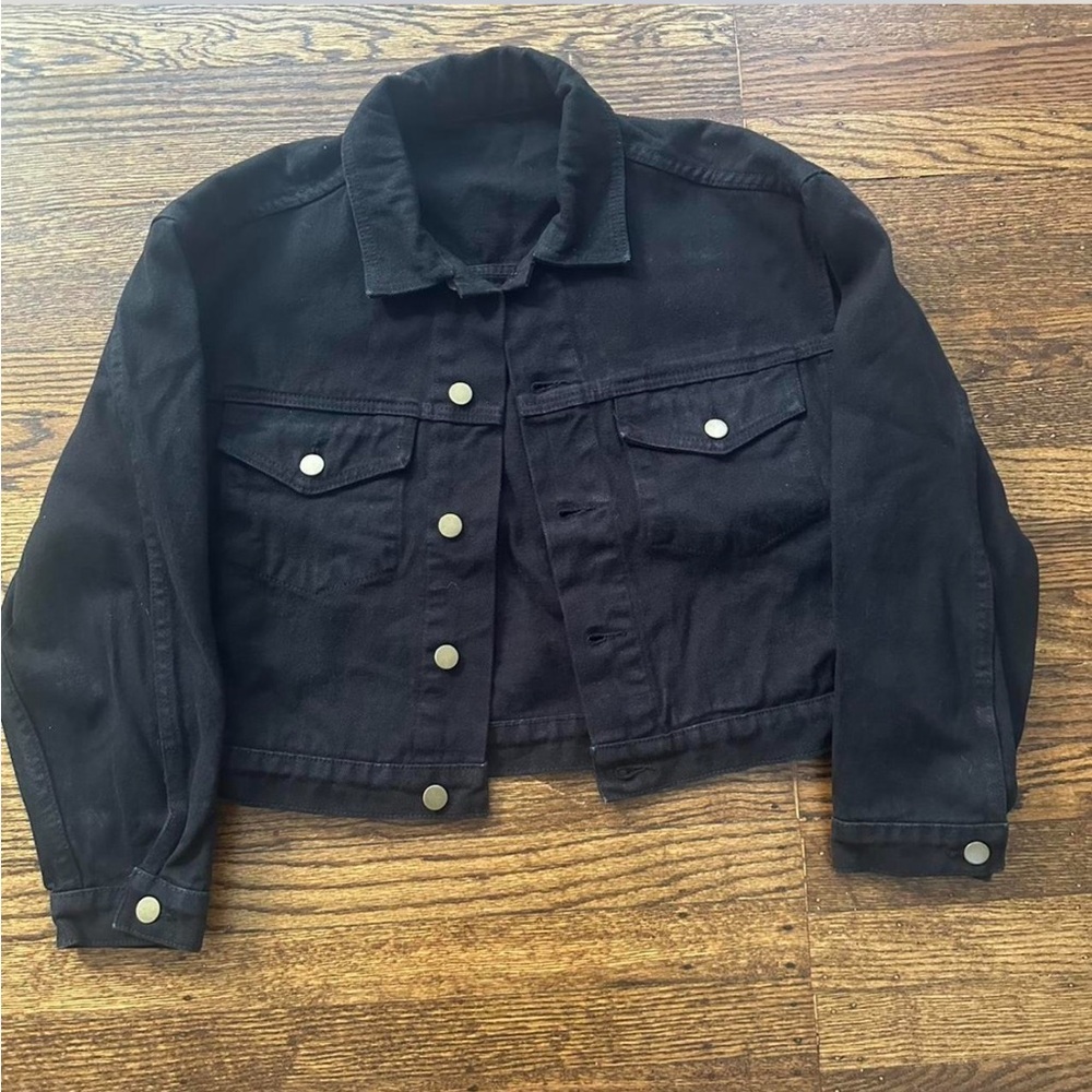 Black Slightly Cropped Denim Jacket